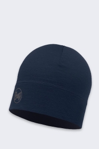 Buff Merino Wol 1 Laag Effen Navy Cap