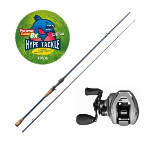 Hype Tackle H5 2.13m Tot 80g 2cz Cast Set + Hype Tackle H5 120LH RIGID 8.1:1 Multiplier + Hype Tackle WP8 Red Fluo 0.20mm 15.5kg 135m FEC