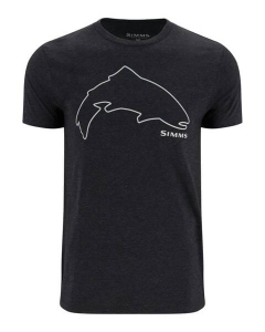 Simms Trout Outline DarkGunmet Heather XXL T-shirt