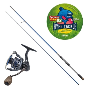 Hype Tackle H2 Jig& Spin set 2,51 m 4-18 g 2 stuks + Hype Tackle H2 3000 + Hype Tackle WP8 Red Fluo 0,11 mm 6,8 kg 135 m FEC