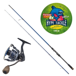 Hype Tackle H2 Target Zander set 2,21 m Tot 32 g 2 stuks + Hype Tackle H2 4000 + Hype Tackle WP8 Red Fluo 0,15 mm 11,4 kg 135 m FEC