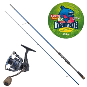 Set Hype Tackle H2 Target Zander 1,98 m Tot 28 g 2 stuks + Hype Tackle H2 3000 + Hype Tackle WP8 Red Fluo 0,15 mm 11,4 kg 135 m FEC