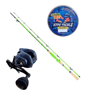 Hype Tackle Fresh set 2,44 m UP TO 100G 2 cz C + Kraken T300 multiplier + Hype Tackle WP8 Camo Blue 0,25 mm, 22 kg 150 m