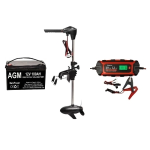 Set RHINO BLX 80 v2 elektrische buitenboordmotor + Enerblock Inteligenta 10A 12 V oplader + BatoPower AGM 100AH/ 12V