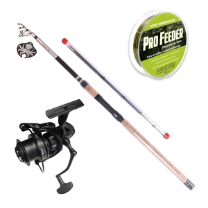 Complete Feeder Set: Kraken Black Pearl TELE FEEDER 3,30m + Molen Kraken Black Pearl Feeder 4500 V2 + Vislijn VDE-Robinson Pro Feeder 0,245mm 150m