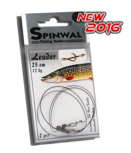 Spinwal leader 25cm 12kg met veiligheidsspeld S 2st.