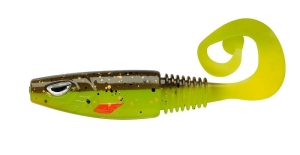 Berkley Sick Curl 8cm Brown Chartreuse rubber 1pc