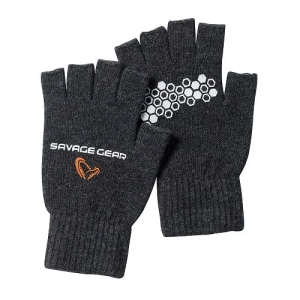 SG Gebreide halve vinger handschoenen Donkergrijs M