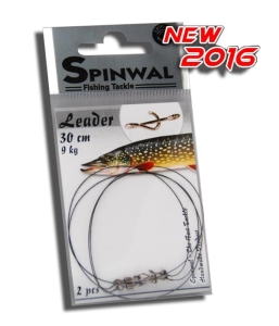 Spinwal leader 30cm 9kg met twist-snap S 2pc